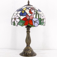 P.K.YO- Lamp Stained Glass Lamp Bird Style Bedside Table Lamp Desk Reading Light 12X12X18 Inches Dec