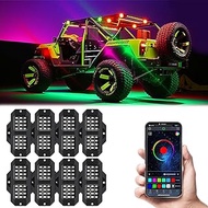 LIWISTER 8 Pods LED Rock Ligh for UTV ATV Four Wheeler RZR Golf Cart Truck Accessories.Multicolor Ne