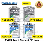 WELD-ON 711 717 P-68 P-70 PVC SOLVENT CEMENT PRIMER 946ML GRAY CLEAR