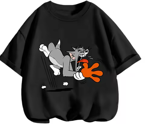 Minimalist Casual Tom And Jerry Tee Summer Lovely Kawaii Style Kids Daily Short Sleeve Clothing