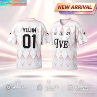 Kpop IVE Yujin 01 Diamond Lattice PrinJersey Lightweight Sport Tee Family Matching Parent Child Fans