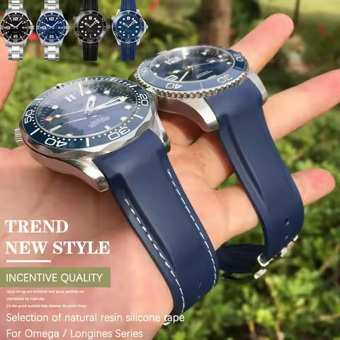 18mm 19mm 20mm 21mm 22mm Rubber Watchband for Omega Seamaster 300 AT150 Speedmaster Planet Ocean Sei