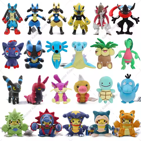 Cute Pokemon Plush Toys Lucario Zeraora Umbreon Squirtle Exeggutor Cartoon Anime Stuffed Dolls Kids 
