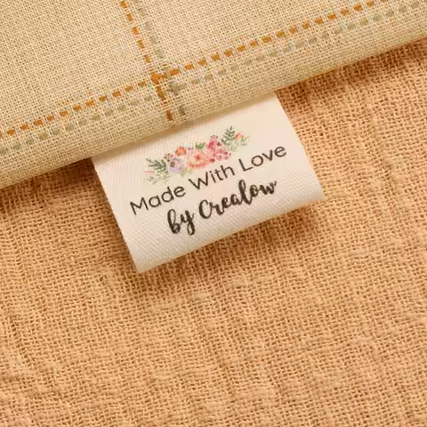 Custom Pattern Cotton Label, Washable Beige Label, Custom Brand Label, Clothing Label, 30*60mm, MD20