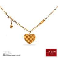 TengHuat Jewellery 916 Gold Checkered Heart Necklace