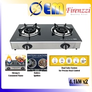 4.0kW/4.1kW FIRENZZI Modern Cooking Stove Dapur Gas | Battery Ignition | FS-126/FS-148