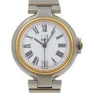 登喜路女士腕錶，不鏽鋼錶殼，石英機芯，指針式顯示，白色錶盤（二手）