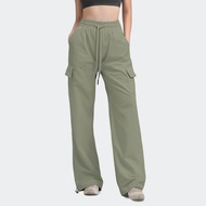 ELGINI ELGINI E16312 Women's Loose-Fit Casual Pants Mid-Rise Drawcord Waist Cargo Pockets S-XXL