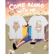 T-shirt เสื้อยืดแขนสั้น ผ้าฝ้าย พิมพ์ลายแพนเค้ก adventure time jake and finn Bacon  สีขาว