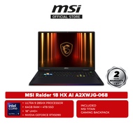 MSI Raider 18 HX AI A2XWJG-068 18" UHD+ Gaming Laptop ( Ultra 9 285HX / RTX5090 )