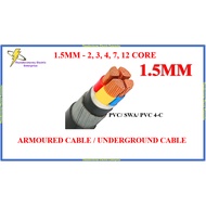 [LOOSE CUT] 1.5mm x 2C/3C/4C/5C/7C/12C Armoured Cable / Underground Cable 100% Pure Copper