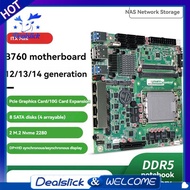 Mini ITX B760 NAS Motherboard Home Processor LGA1700 CPU 2xDDR5 4xi226 2.5G 2xM.2 NVME 8xSATA Qnas F