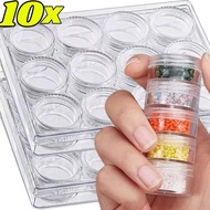 10Pcs High-Transparency Plastic Sample Jar- 3/7/10g Portable Leak-Proof Jewelry Organizer Box- Light