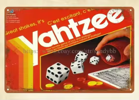 Yahtzee 1993 Dice Family Board Game metal tin sign Yahtzee 1993 Dice Family Boar