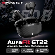 Monster AuraFit GT22 ANC Wireless Earbuds -35dB Active Noise Cancelling 360° Stereo Sound Bluetooth