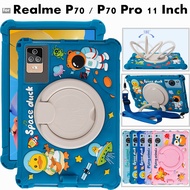 Realme Pad Tablet P70 Pro 12 Inch 360 Degree Rotating Cute Cartoon Shockproof Soft Silicone Protecti