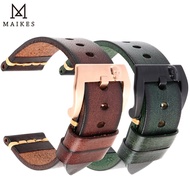 2 MAIKES Handmade Italian Leather Watch Band 18Mm 19Mm 20Mm 21Mm 22Mm 24Mm Vintage Watch Strap For Panerai Omega IWC Watchband