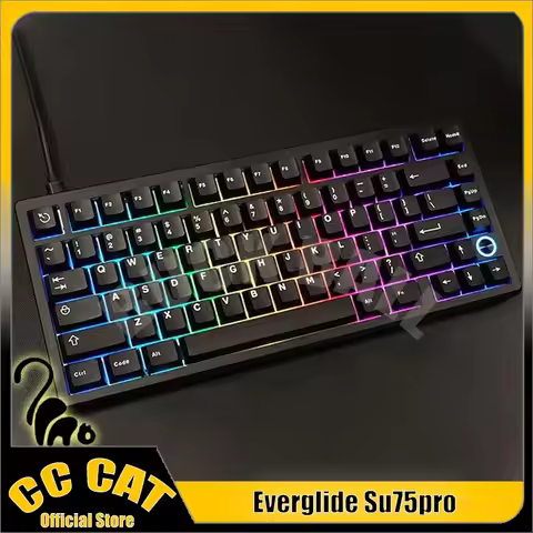 Everglide Su75pro Magnetic Switch Keyboard Su75 Pro Wired Keyboard Dual Lamp Keyboard 8k Gamer Gaske