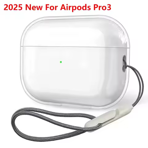 2025 New Earphone Case For Airpods Pro3 Shockproof with Lanyard Strap for Airpods Pro3 Clear Soft Wi