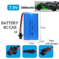 7.4V SM 2P 18650 3000mAh BATTERY RC CAR BATERI LITHIUM KERETA CONTROL BATERI CAS SPAREPART RC CAR