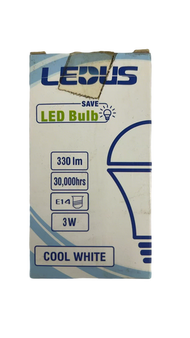 LEDUS - LEDUS LED燈泡燈膽 3W (E14) LAMPU LED 燈泡 3W 冷白6000K (包裝不完美,但不影響使用)