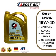 BOLT OIL API CI4/SL 15W40 (7L) Super4x4wd Engine Oil Lubricant Minyak Hitam Dmax,Hilux,Ford Ranger,N