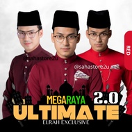 Baju Melayu Ultimate 2.0 Elrah Exclusive Maroon Burgundy Heart Red Merah Hati Slim