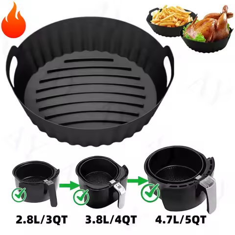 8 Inch Reusable Silicone Air Fryer Liner for 3QT to 5QT Air Fryer, Non-Stick Round Baking Tray Air F