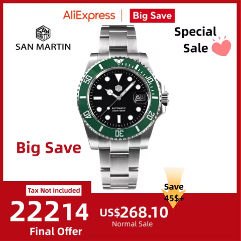 San Martin 40mm Water Ghost PT5000 Automatic Men Diving Watch Business Mechanical Sapphire Waterproo