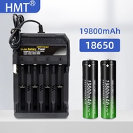 New 18650 Li-Ion Battery 19800mAh Rechargeable Battery 3.7V with USB 4 Slot Charger