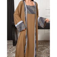 Váy Maxi Chữ A In Hoa Chắp Vá Phong Cách Cổ Điển, Váy Ả Rập Djellaba Giản Dị, Dành Cho Thường Ngày