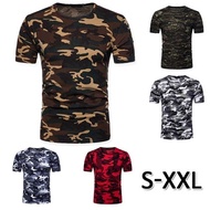 S-XXL Men Casual Short Sleeve Compression Tshirt Mens Fitness Tops Camouflage Workout Tshirt Five Co