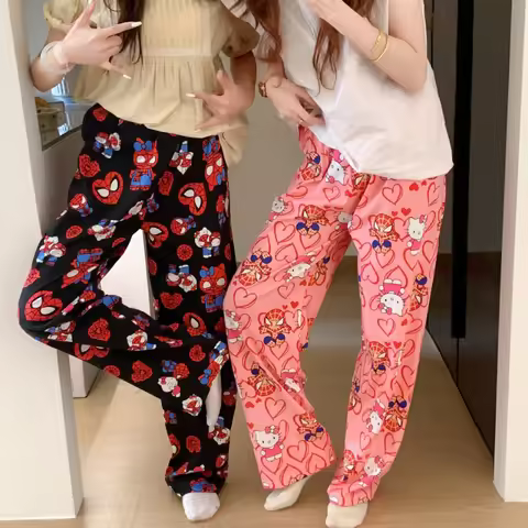 Cartoon Anime Spiderman Hello Kitty Pajamas Sanrio Hello Kitty Couples Matching Pajamas Long Pants S