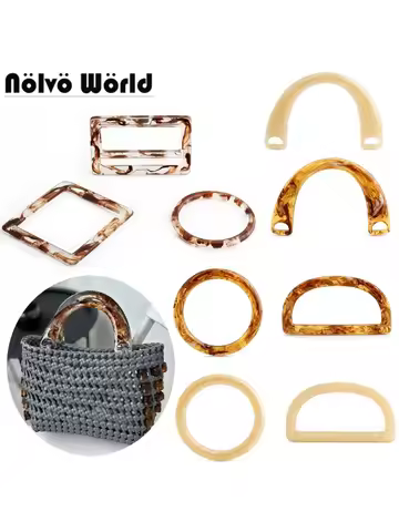 2/10/20PCS Coffee,Amber,Pearl Color D Shape Wallet Resin Handle O Ring For DIY Crochet Bag Handbag R