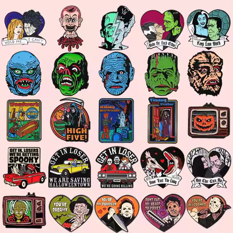 90S Horror Movies Killer Enamel Pins Gothic Brooch Collect Lapel Metal Badges Halloween Men Women Je