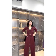 A97 Zippered Shirt and Straight Pants Set