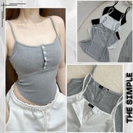 Women's two-strap button-up t-shirt made of soft, stretchy ribbed elastic, youthful lady's style, ea