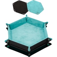 SIQUK 2 Pieces Dice Tray PU Leather Dice Folding Hexagon Tray Dice Holder for Dice Games Like RPG, D