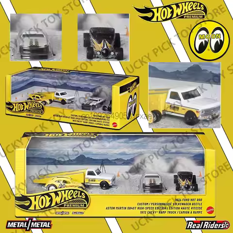 Hot Wheels Premium Series Mooneyes Car Set Volkswagen Beetle Aston Martin Db4gt Ford Hot Rod Chevy R