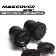 Fit For CRF450L CRF450RL 2019-2025 Motorcycle USB Phone Fast Charger Adapter Socket Plastic Waterpro