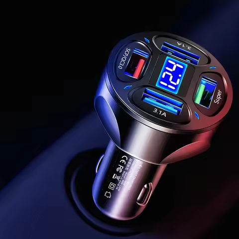 4 In 1 USB Car Charger 4 Ports Fast Charger Adapter Mini Cigarette Lighter USB and Phone Fast Charge