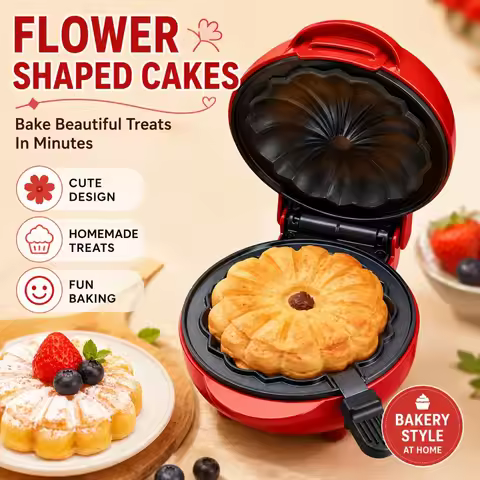 Mini Cake Maker Non-stick, Portable Mini Cake Maker Double-Sided Heating, Electric Cupcake Makers fo
