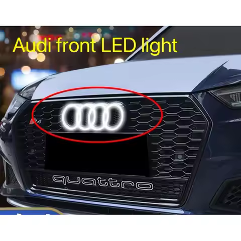 AUDI Car Front Grill Logo Light LED Badge Sticker Luminous Decorative Light For AUDI Q7 A8L Q8 S4 S5