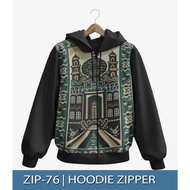 HIJAU 3d Printing GREEN MOSQUE SAJADAH Zipper Hoodie Jacket PREMIUM ZIP-76 SAJADAH Motif Jacket