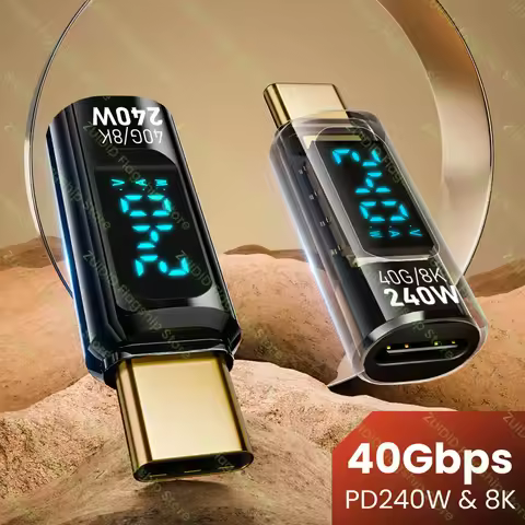 Transparent LED Display PD240W USB4.0 40Gbps Type C to C OTG Adapter 8K@60Hz 5A Fast Charging Cable