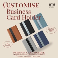 Customized Leather Business Card Holder Personalized Name Card Case with Magnetic Closure Engraved L