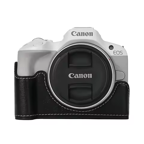 For Canon EOS R50 R10 200D 200DII PU Leather Half Body Case Battery Opening Bottom Cover Camera Bag