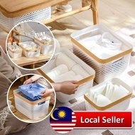 Wooden Bathroom Bedroom Storage Container Box Basket Plastic Home Living Room Kotak Simpanan Barang Kayu Plastik Bilik