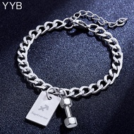 gelang lelaki bangle Twelve Constellation Titanium Steel ins Men's Dumbbell Bracelet