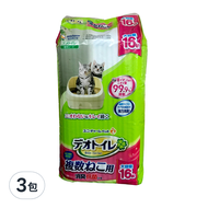 unicharm pet 清新消臭 雙層貓砂盆專用 抗菌消臭尿布墊 複數貓用 16片  3包